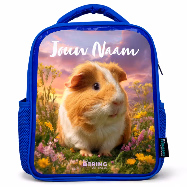 Kinderrugzak met naam - Blauw - Cavia - Natuur - Dier — 1