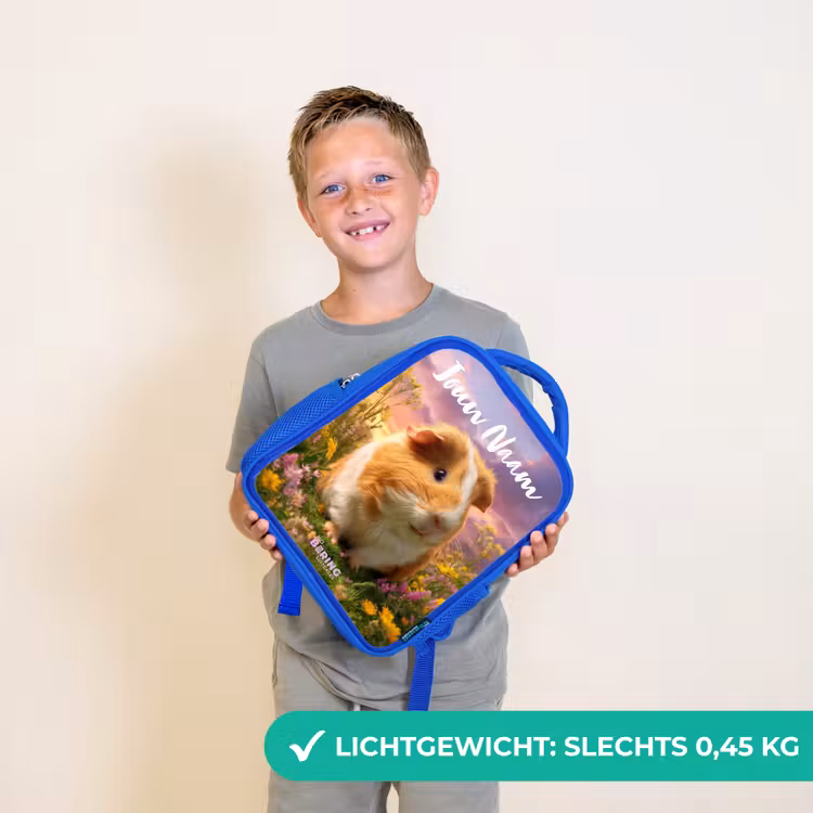 Kinderrugzak met naam - Blauw - Cavia - Natuur - Dier — 2