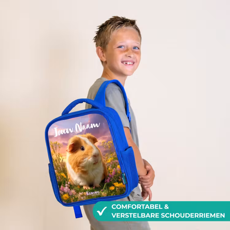 Kinderrugzak met naam - Blauw - Cavia - Natuur - Dier — 4
