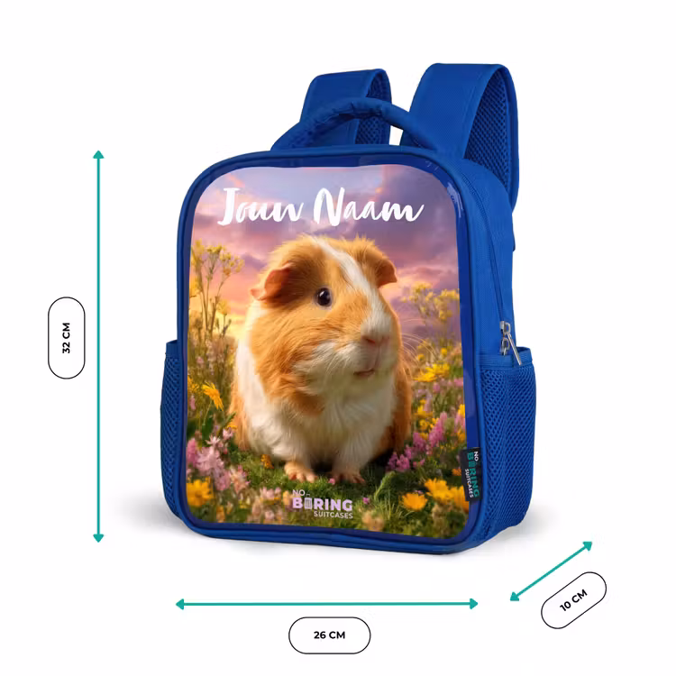 Kinderrugzak met naam - Blauw - Cavia - Natuur - Dier — 5