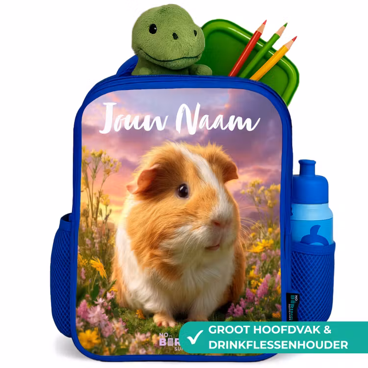 Kinderrugzak met naam - Blauw - Cavia - Natuur - Dier — 6