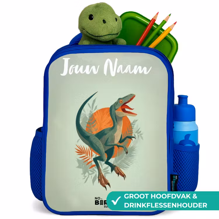 Kinderrugzak met naam - Blauw - Dier - Dino - Natuur — 6