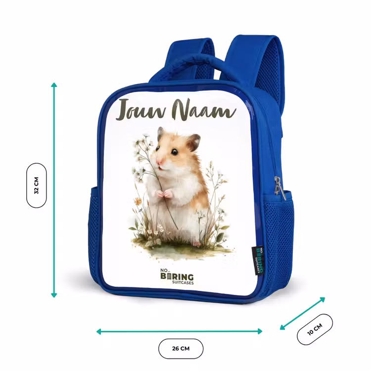 Kinderrugzak met naam - Blauw - Dier - Natuur - Hamster — 5