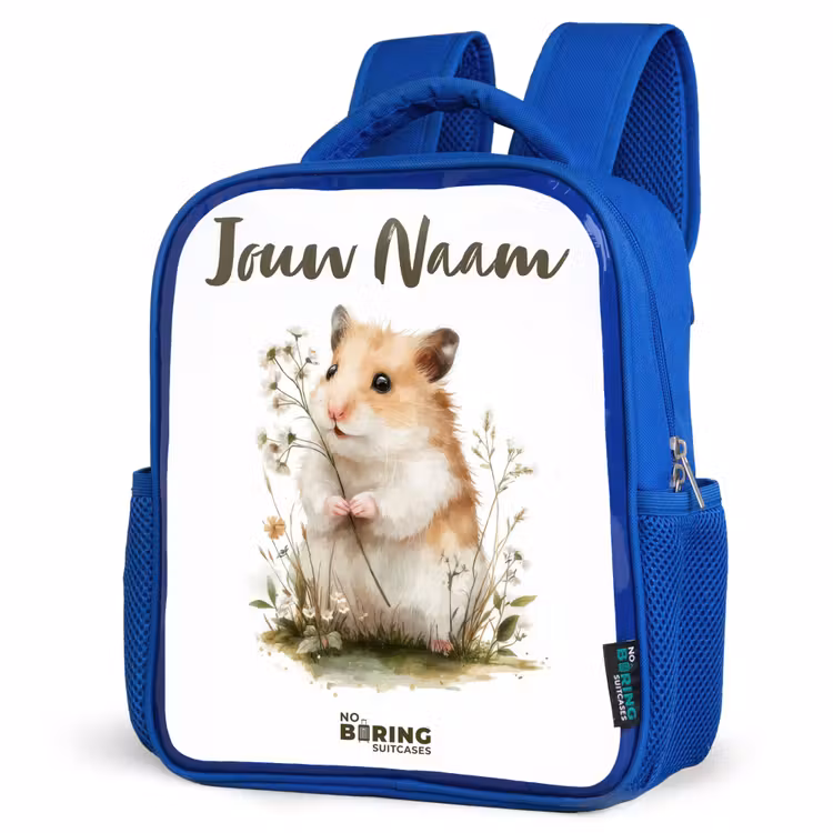 Kinderrugzak met naam - Blauw - Dier - Natuur - Hamster — 7