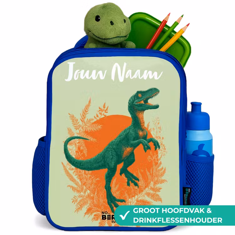 Kinderrugzak met naam - Blauw - Dino - Natuur - Groen — 6