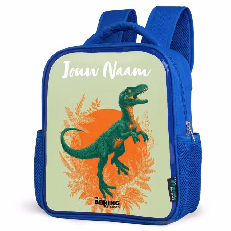 Kinderrugzak met naam - Blauw - Dino - Natuur - Groen — 7
