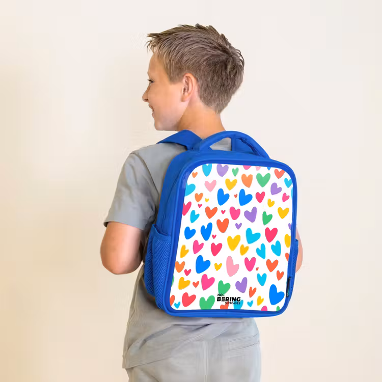 Kinderrugzak - Blauw - Gekleurde hartjes — 3