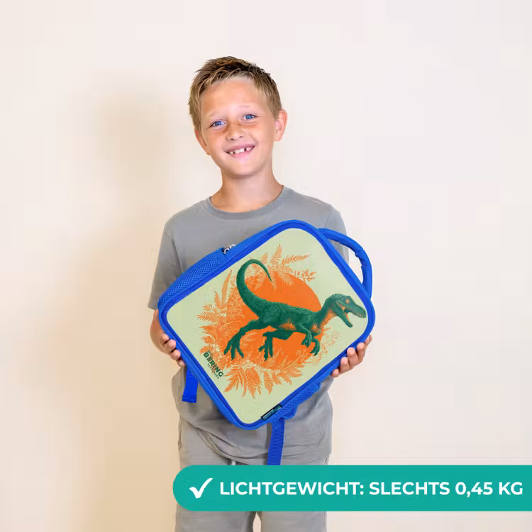 Kinderrugzak - Blauw - Groene dino tussen varens — 2