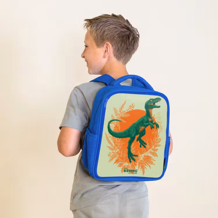Kinderrugzak - Blauw - Groene dino tussen varens — 3