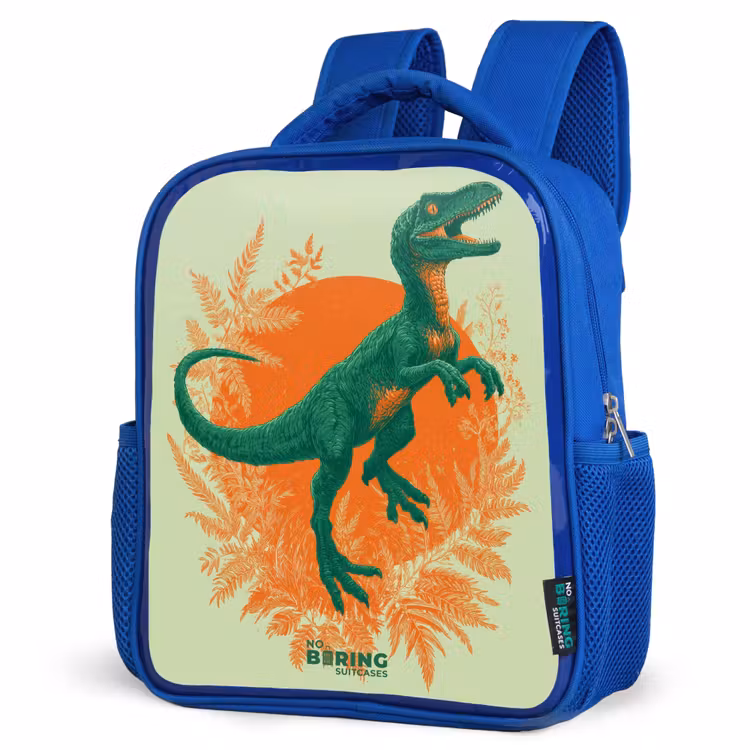 Kinderrugzak - Blauw - Groene dino tussen varens — 7