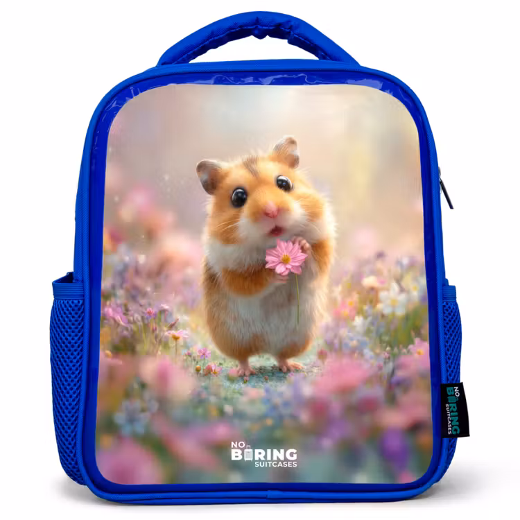 Kinderrugzak - Blauw - Hamster - Bloem - Natuur - Dier — 1