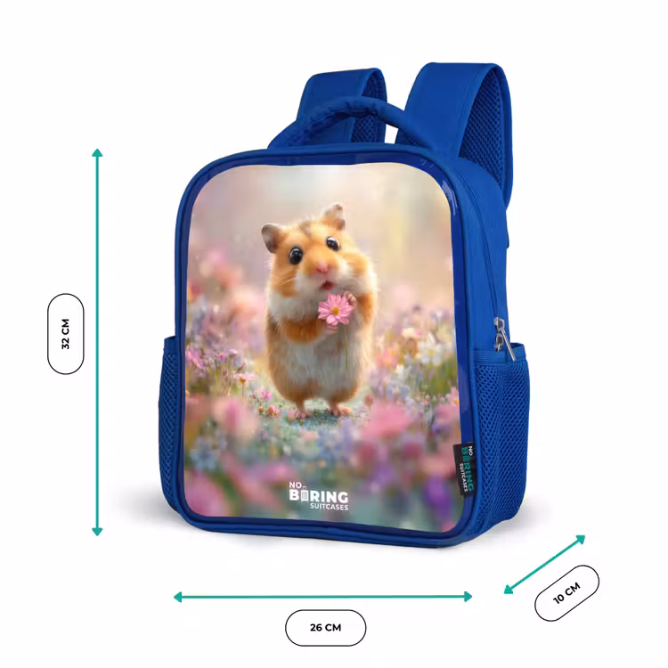 Kinderrugzak - Blauw - Hamster - Bloem - Natuur - Dier — 5