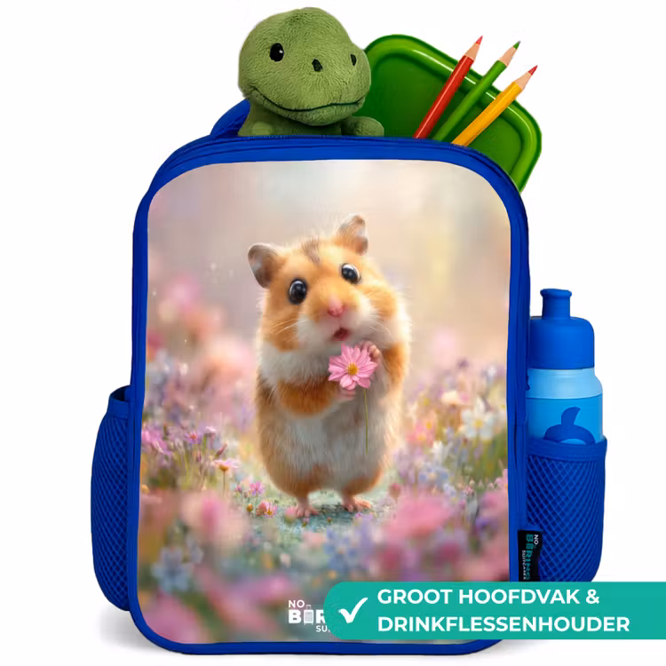 Kinderrugzak - Blauw - Hamster - Bloem - Natuur - Dier — 6