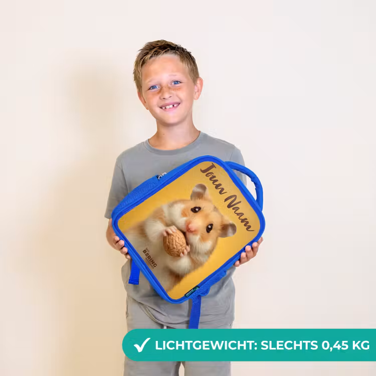 Kinderrugzak met naam - Blauw - Hamster - Walnoot - Dier — 2