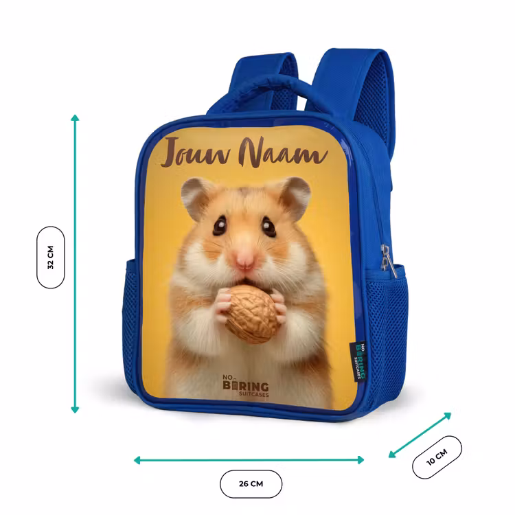 Kinderrugzak met naam - Blauw - Hamster - Walnoot - Dier — 5