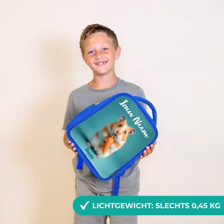 Kinderrugzak met naam - Blauw - Hamster - Wortel - Dier — 2
