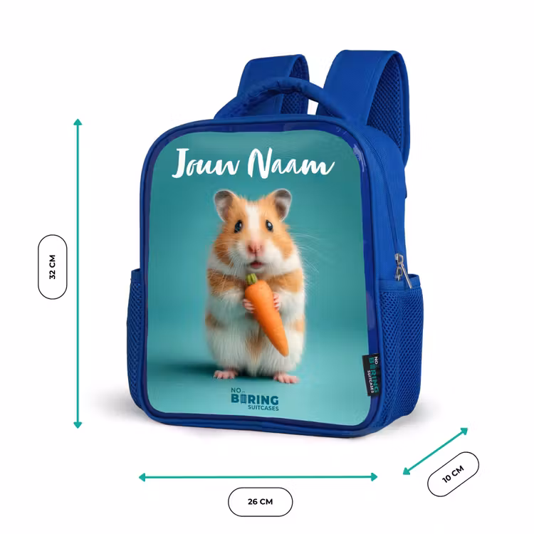 Kinderrugzak met naam - Blauw - Hamster - Wortel - Dier — 5