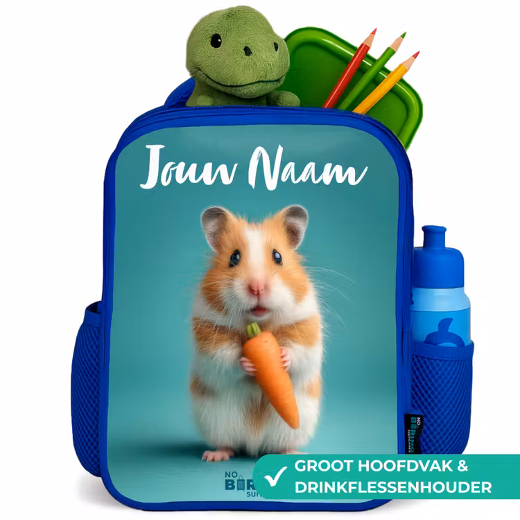 Kinderrugzak met naam - Blauw - Hamster - Wortel - Dier — 6