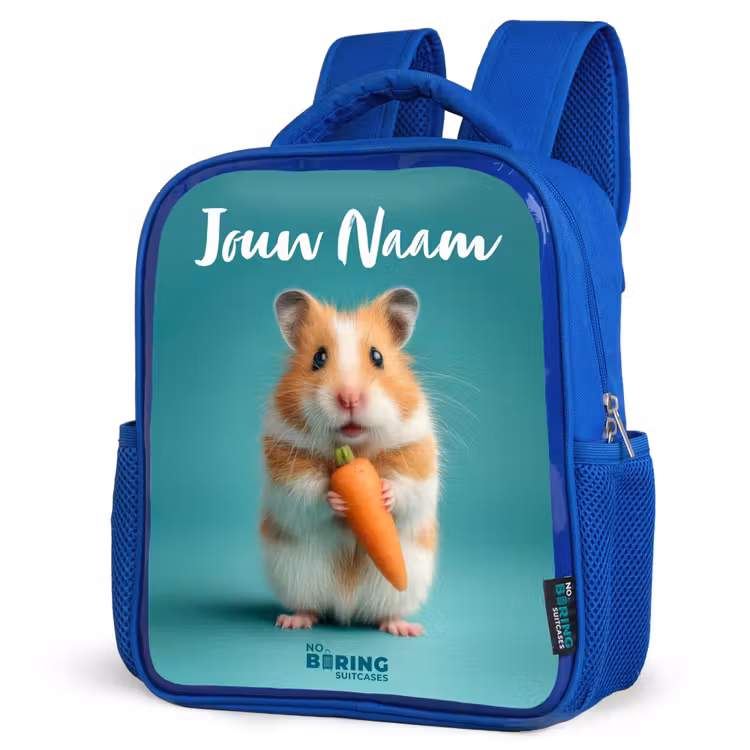 Kinderrugzak met naam - Blauw - Hamster - Wortel - Dier — 7
