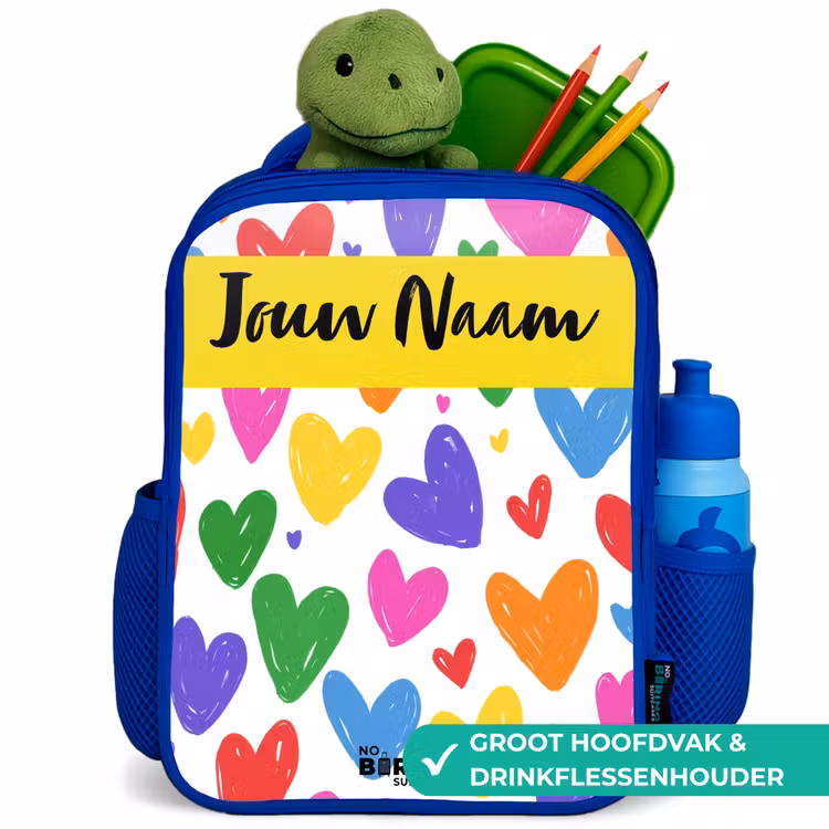Kinderrugzak met naam - Blauw - Hartjes - Patroon - Kleurrijk — 6