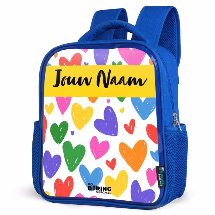 Kinderrugzak met naam - Blauw - Hartjes - Patroon - Kleurrijk — 7