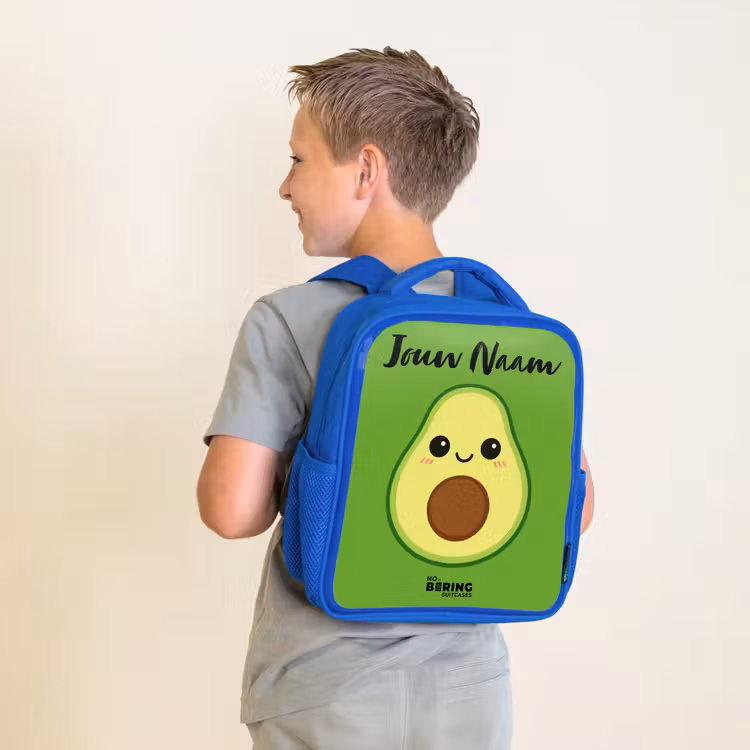 Kinderrugzak met naam - Blauw - Kawai - Avocado - Groen — 3