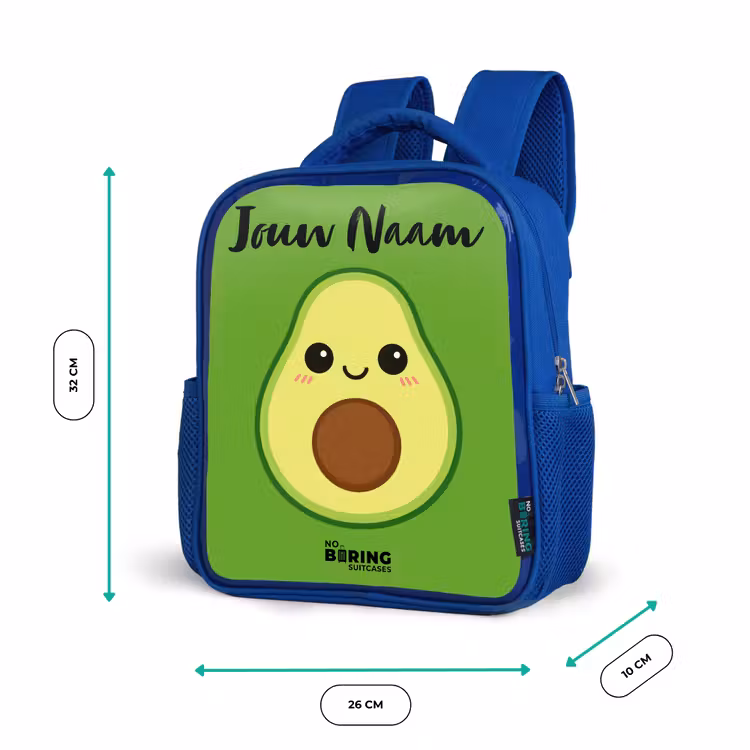 Kinderrugzak met naam - Blauw - Kawai - Avocado - Groen — 5