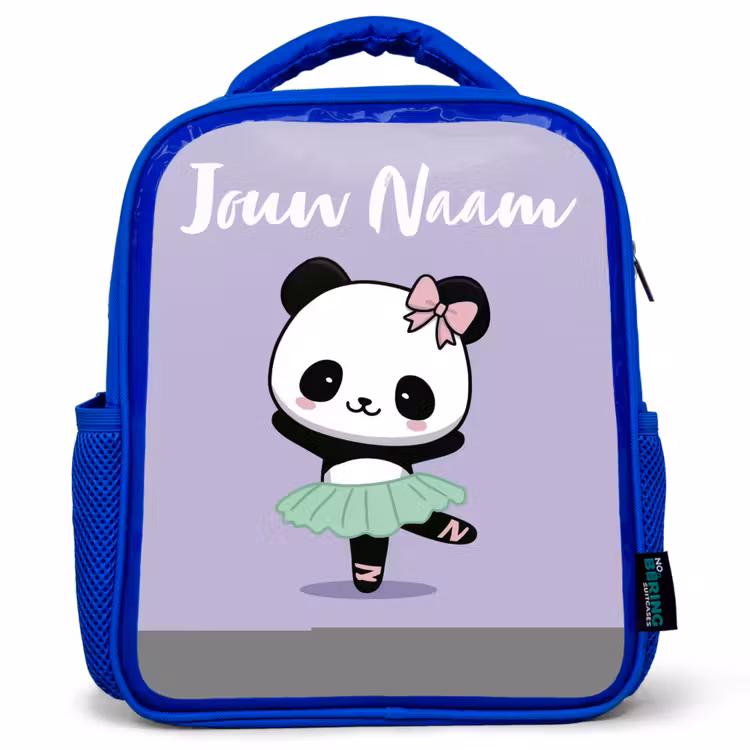 Kinderrugzak met naam - Blauw - Kawai - Ballet - Panda — 1