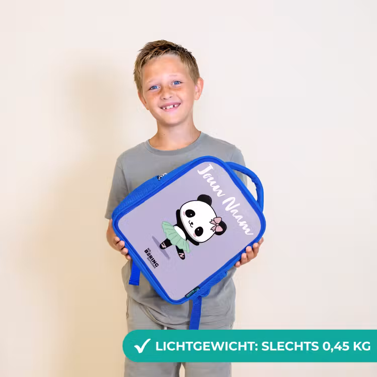 Kinderrugzak met naam - Blauw - Kawai - Ballet - Panda — 2