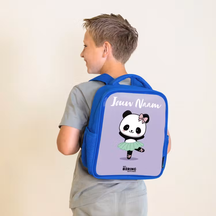Kinderrugzak met naam - Blauw - Kawai - Ballet - Panda — 3