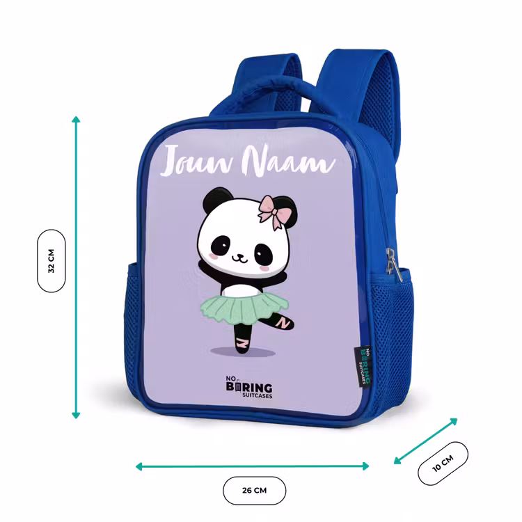 Kinderrugzak met naam - Blauw - Kawai - Ballet - Panda — 5