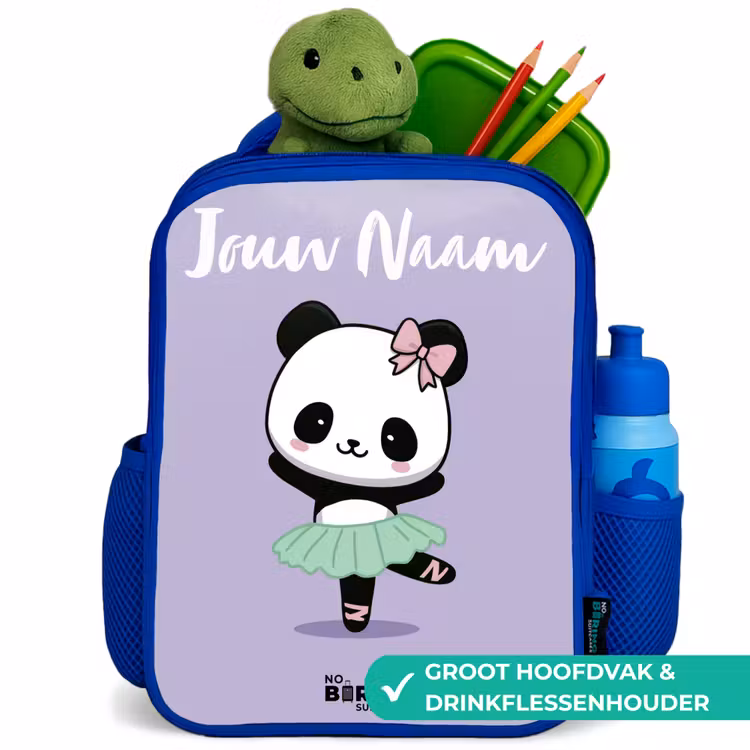 Kinderrugzak met naam - Blauw - Kawai - Ballet - Panda — 6
