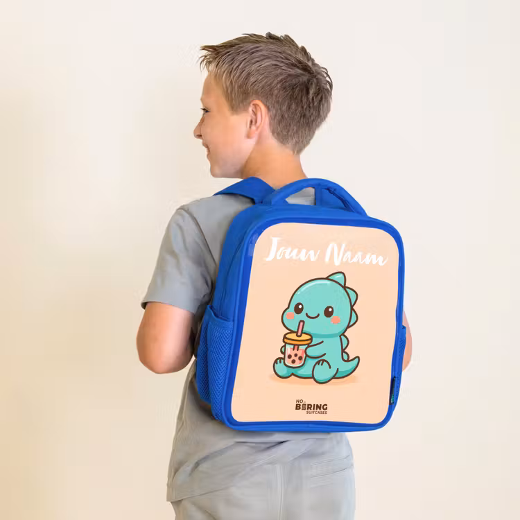 Kinderrugzak met naam - Blauw - Kawai - Dino - Bubbletea — 3