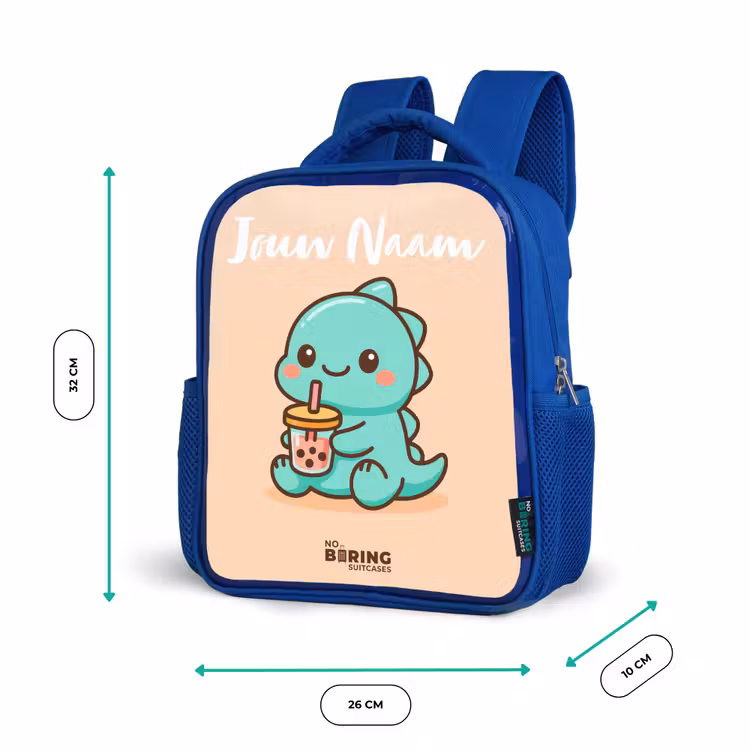 Kinderrugzak met naam - Blauw - Kawai - Dino - Bubbletea — 5
