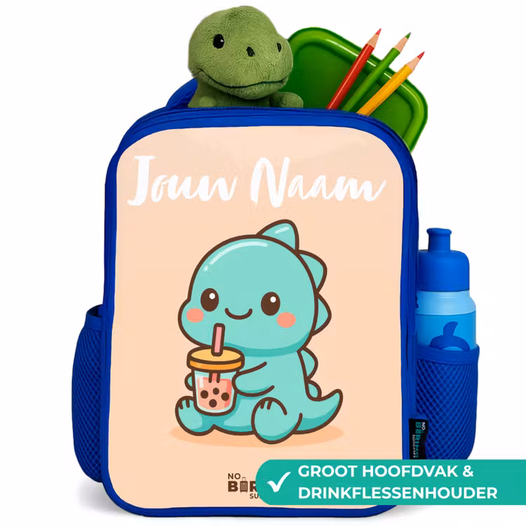 Kinderrugzak met naam - Blauw - Kawai - Dino - Bubbletea — 6