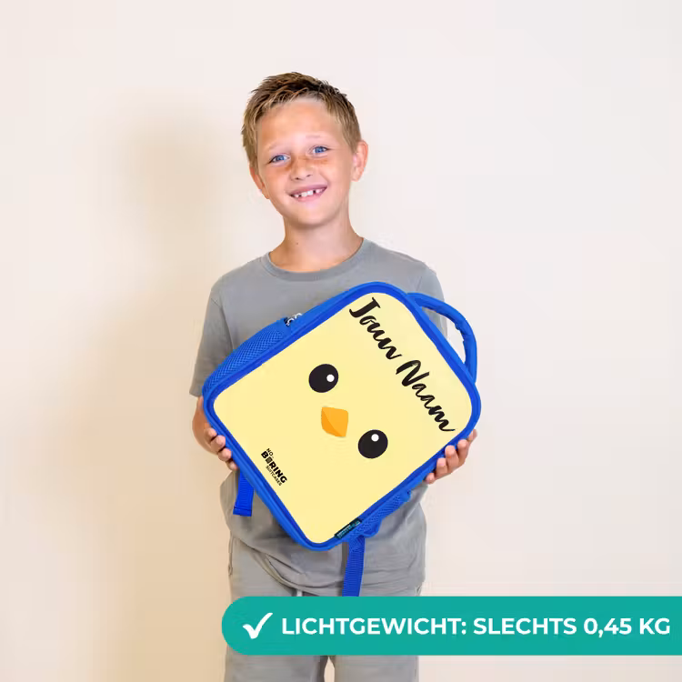 Kinderrugzak met naam - Blauw - Kawai - Kuiken - Geel — 2