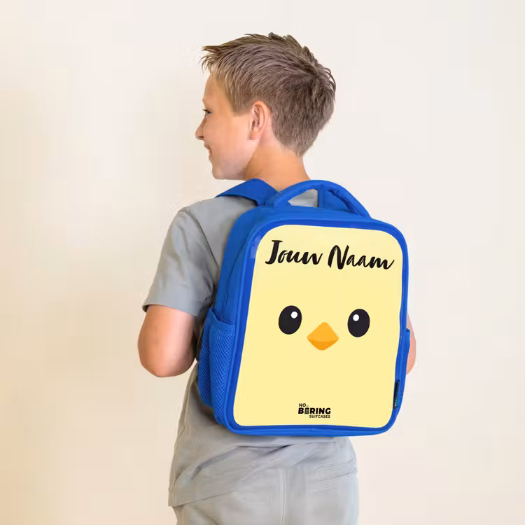 Kinderrugzak met naam - Blauw - Kawai - Kuiken - Geel — 3