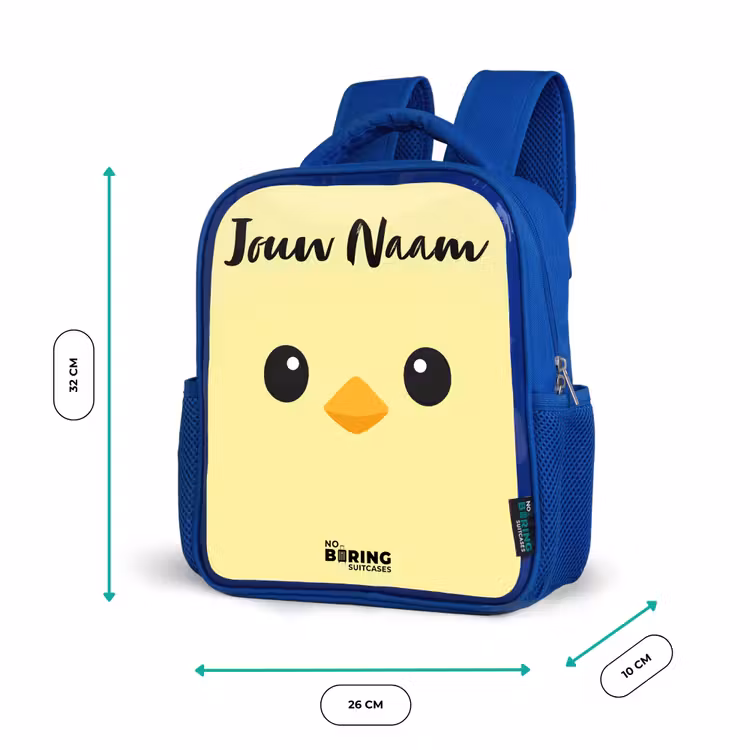 Kinderrugzak met naam - Blauw - Kawai - Kuiken - Geel — 5