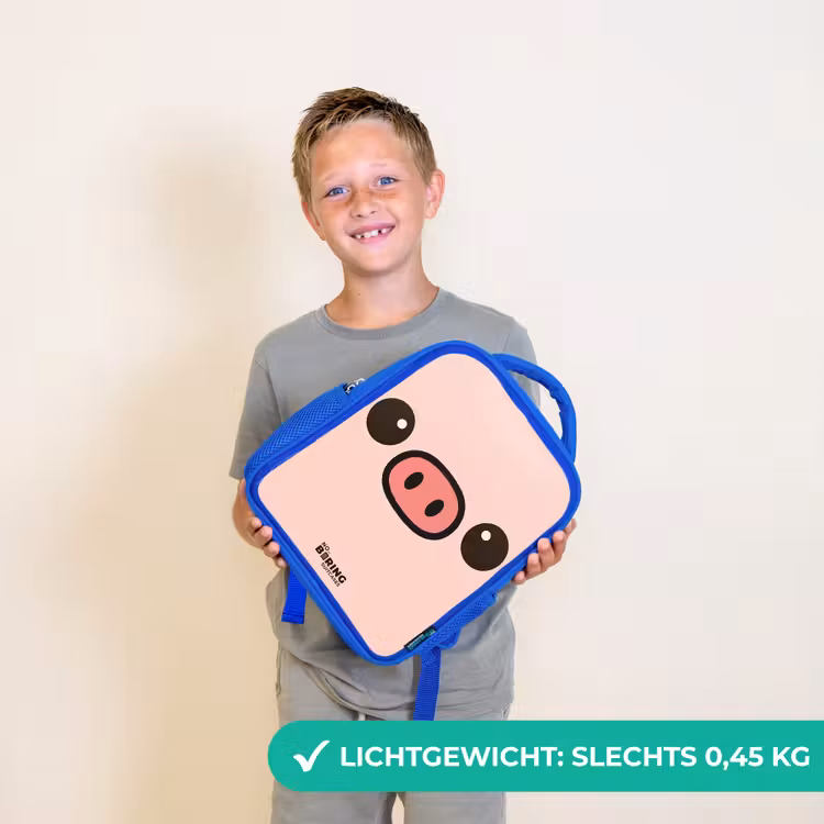 Kinderrugzak - Blauw - Kawai - Varken - Roze — 2