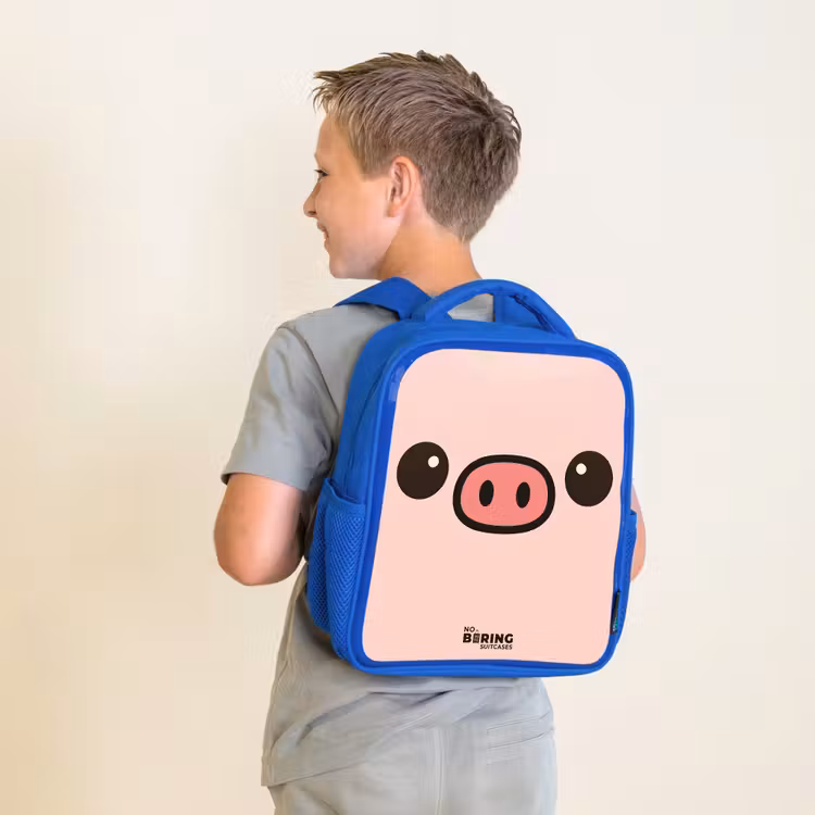 Kinderrugzak - Blauw - Kawai - Varken - Roze — 3
