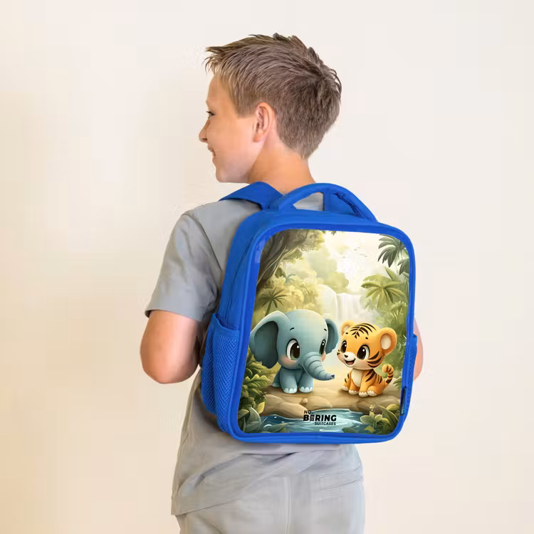 Kinderrugzak - Blauw - Olifant - Tijger - Bos - Jungle — 3