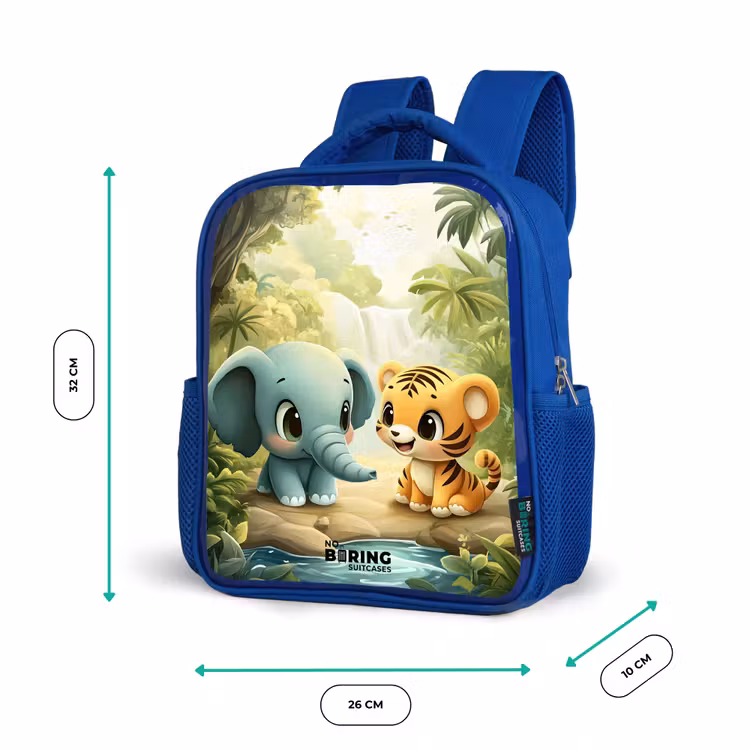 Kinderrugzak - Blauw - Olifant - Tijger - Bos - Jungle — 5