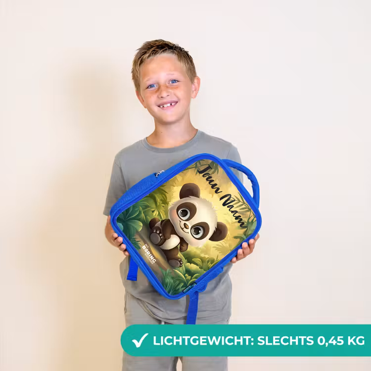 Kinderrugzak met naam - Blauw - Panda - Bamboebos - Groen — 2