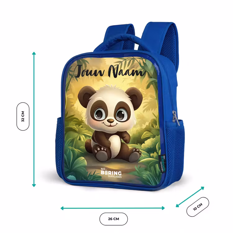 Kinderrugzak met naam - Blauw - Panda - Bamboebos - Groen — 5