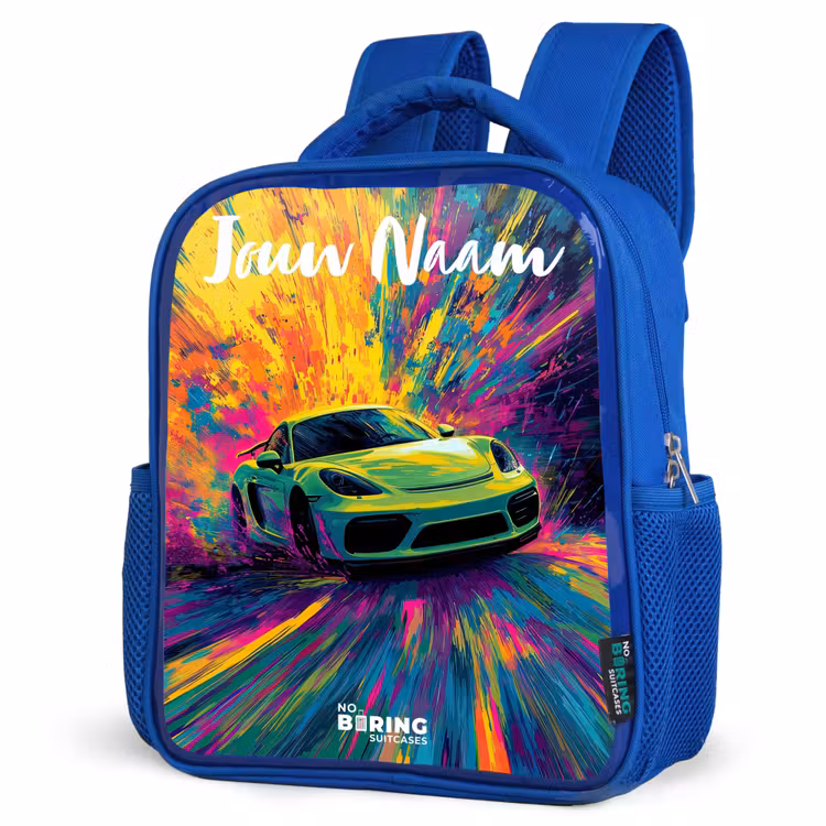 Kinderrugzak met naam - Blauw - Sportauto - Groen - Verfstrepen - Kleuren β 7