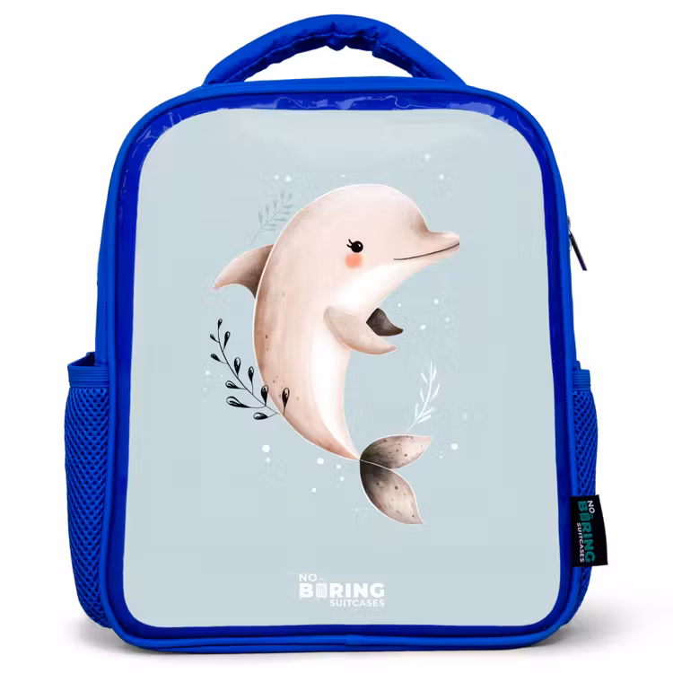 Kinderrugzak - Blauw - Beige dolfijn in blauw water — 1