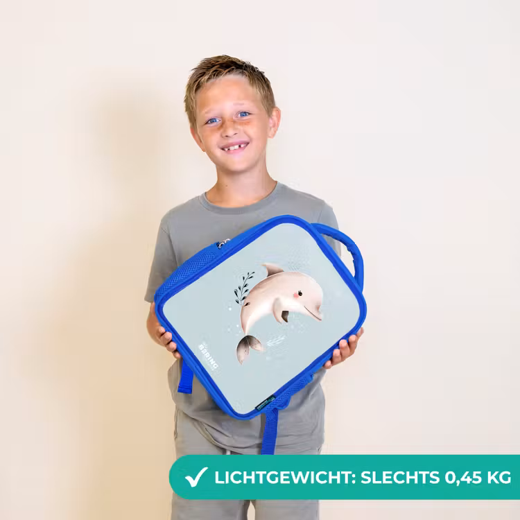 Kinderrugzak - Blauw - Beige dolfijn in blauw water — 2