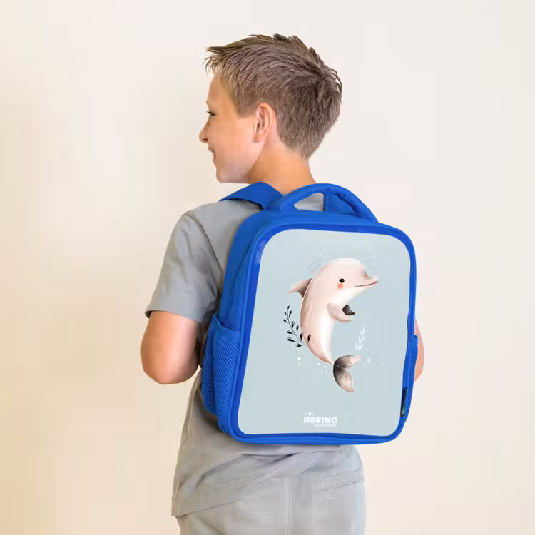 Kinderrugzak - Blauw - Beige dolfijn in blauw water — 3