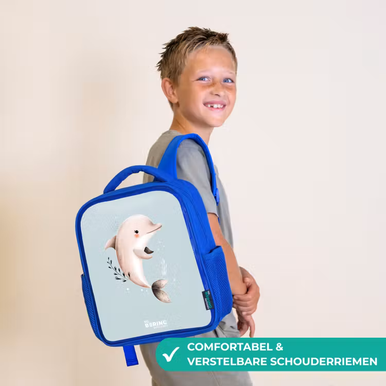 Kinderrugzak - Blauw - Beige dolfijn in blauw water — 4