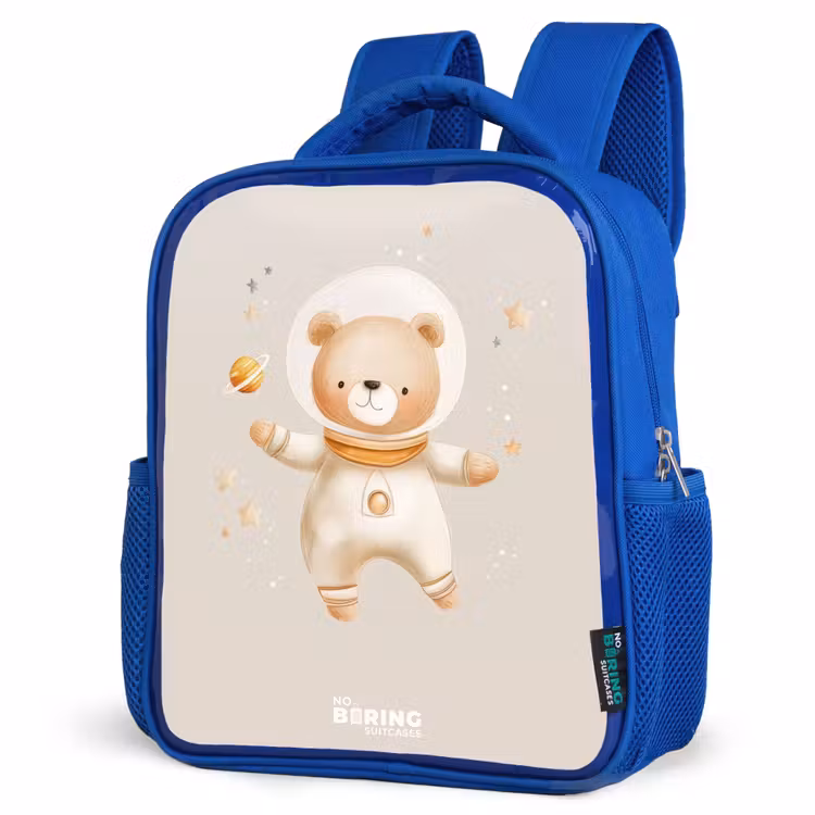 Kinderrugzak - Blauw - Beige ruimtebeer zweeft tussen sterren — 7